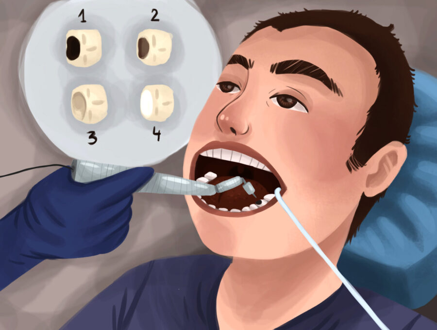 man at a dental filling appointment